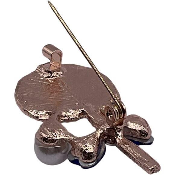 Blue & White Lollipop Pin Brooch With Crystals & Pearl Accent - Picture 5 of 5